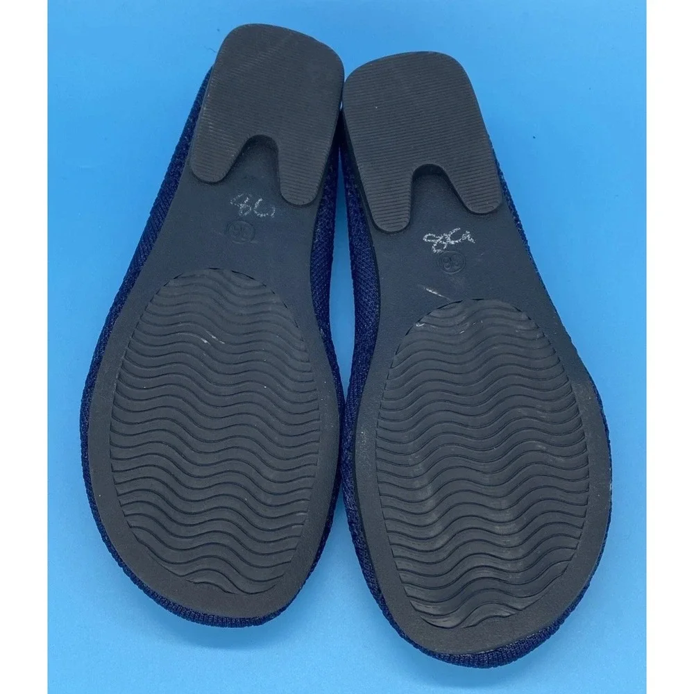 Women's Mesh Knit Ballet Flats Round Toe Slip On Dark Navy Blue Size 7.5